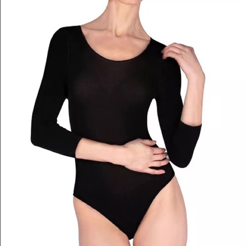 NATORI OPAQUE BODYSUIT BLACK SIZE LARGE NWT